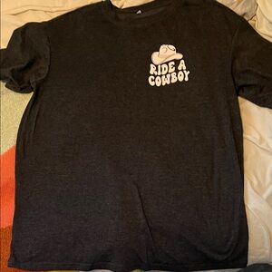 Gildan Dark Charcoal Tee with White 'Save A Horse Ride A Cowboy' Graphic